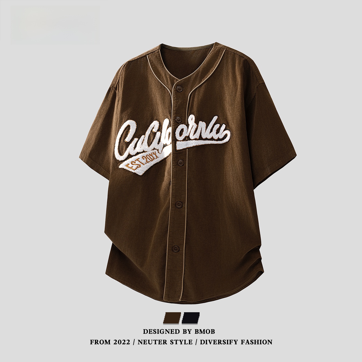 Streetwear Brand Jersey - Koszulka baseballowa BMOB z krótkim rękawem,