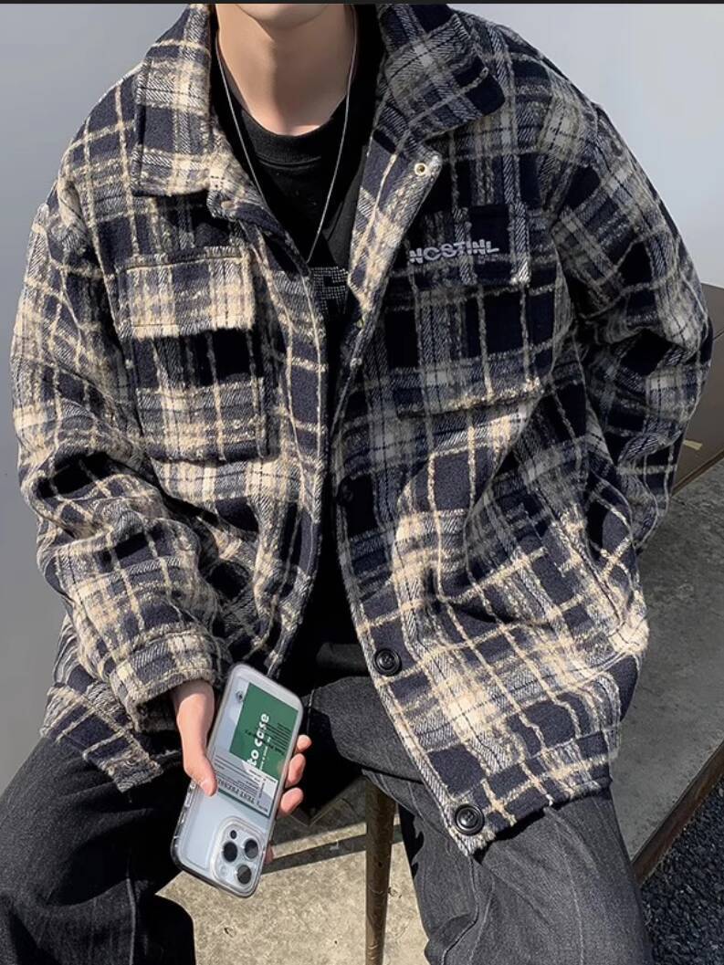 Streetwear Brand England - Męska Gruba Koszula-Kurtka Jesienno-Wiosenna Retro w